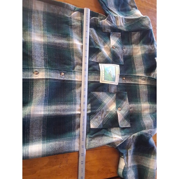 Vintage 90s Flannel Shirt Men M Plaid Blue Green Acrylic Claybrooke Outdoors NWT - Picture 5 of 5